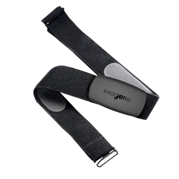 Magene H64 heart rate monitor chest strap front view showing sensor unit