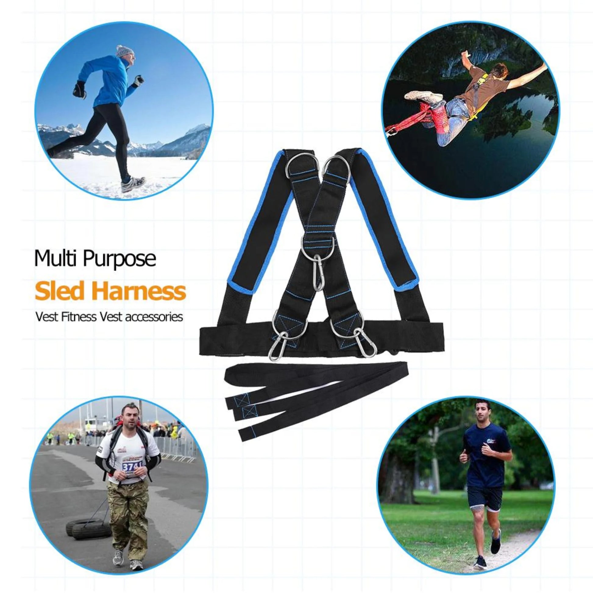 Multi-purpose speed running training sled vest designed for resistance sprint training, basketball drills, and explosive athletic performance development