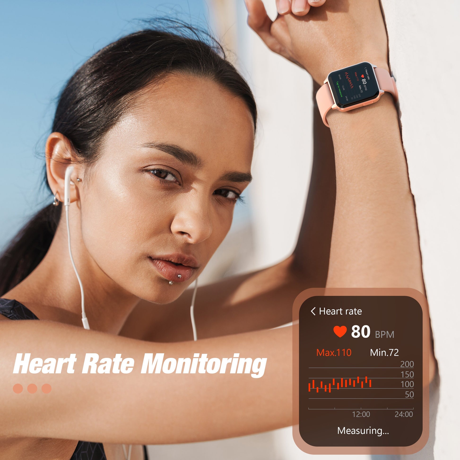 Smart Watch Bluetooth Fitness Tracker for iPhone Android witth Heart Rate Monitoring - Thefitnesshut.com