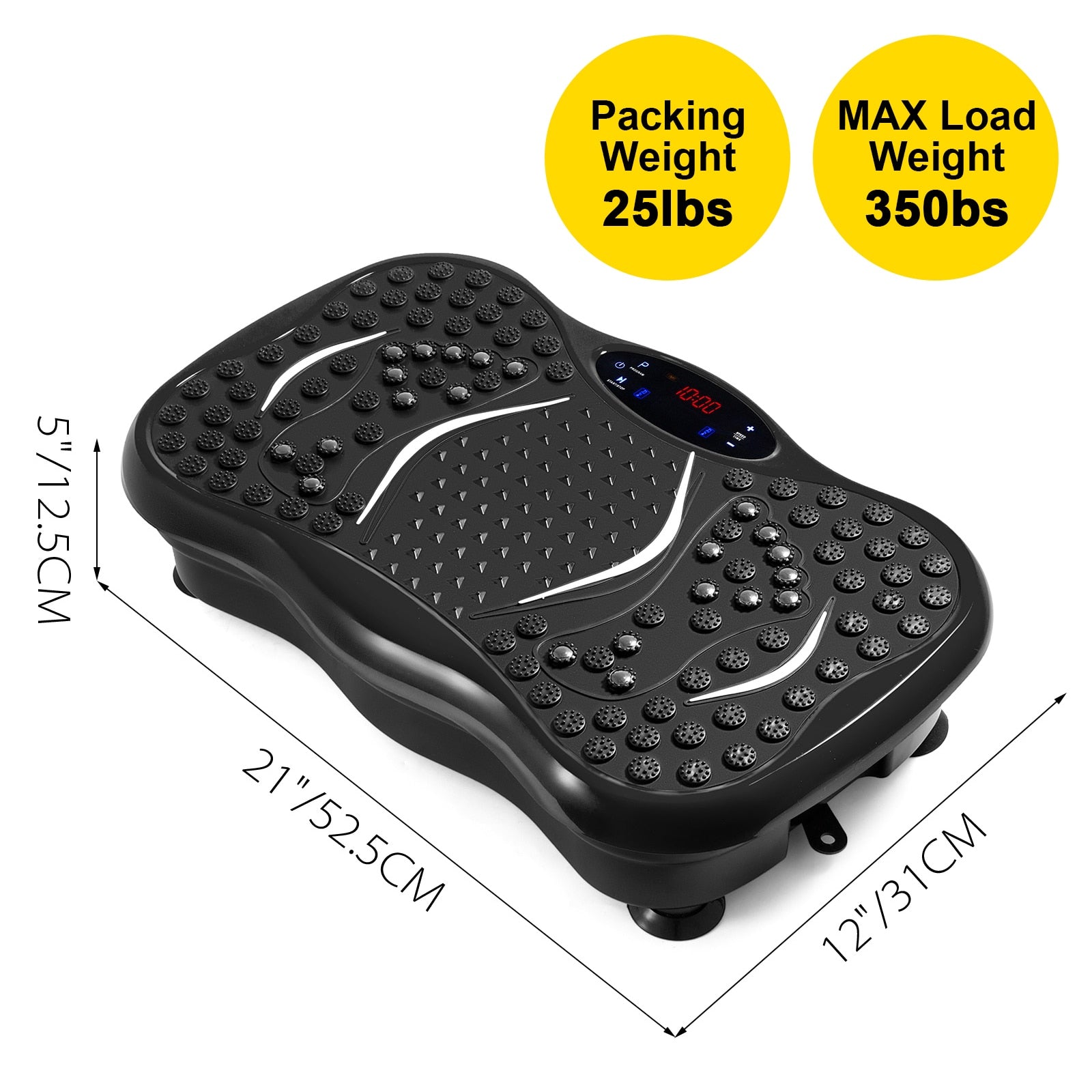 Fitness Vibration Plate in Black with Measurments