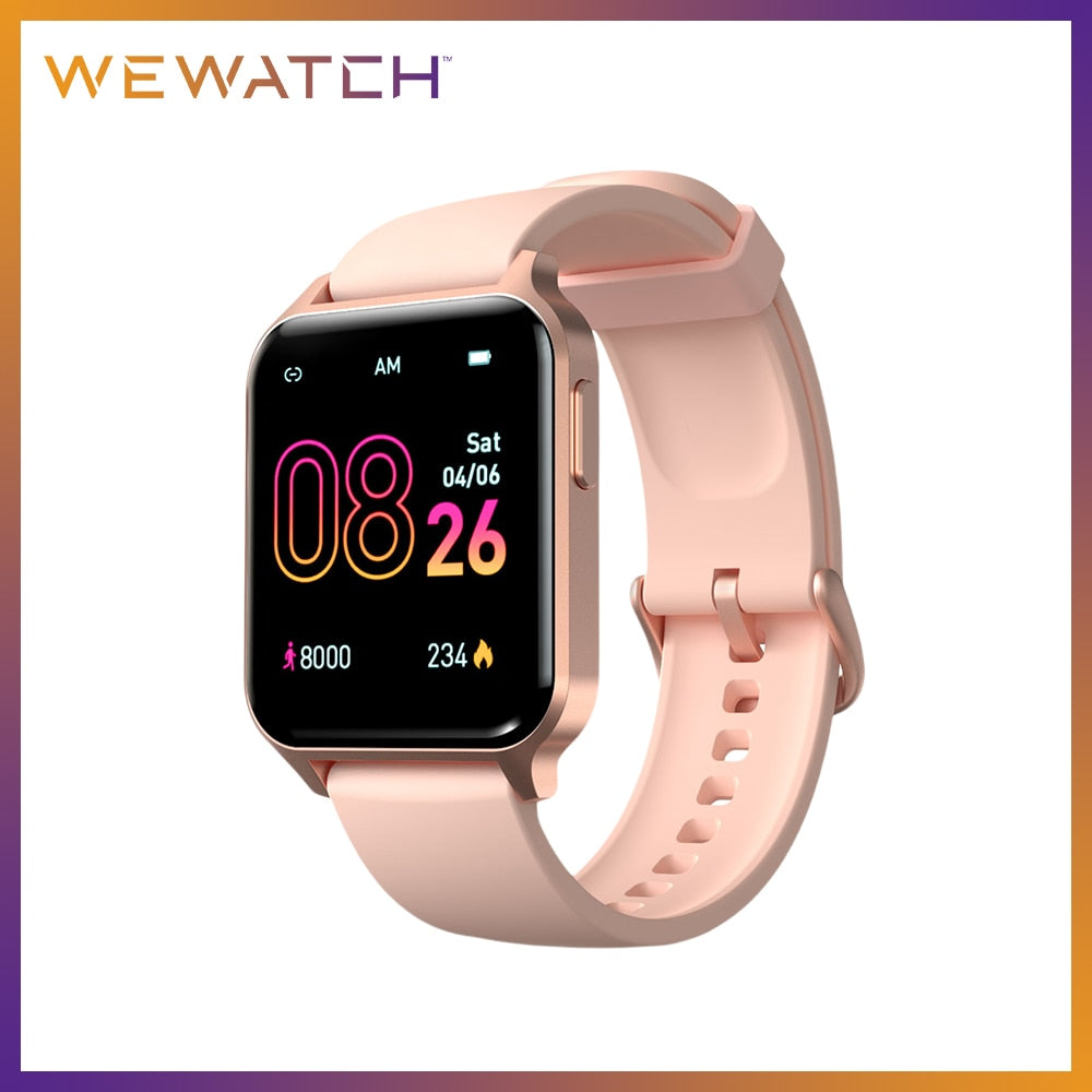 Smart Watch Bluetooth Fitness Tracker for iPhone Android in Gold Close Up wirh WEWATCH LOGO - Thefitnesshut.com