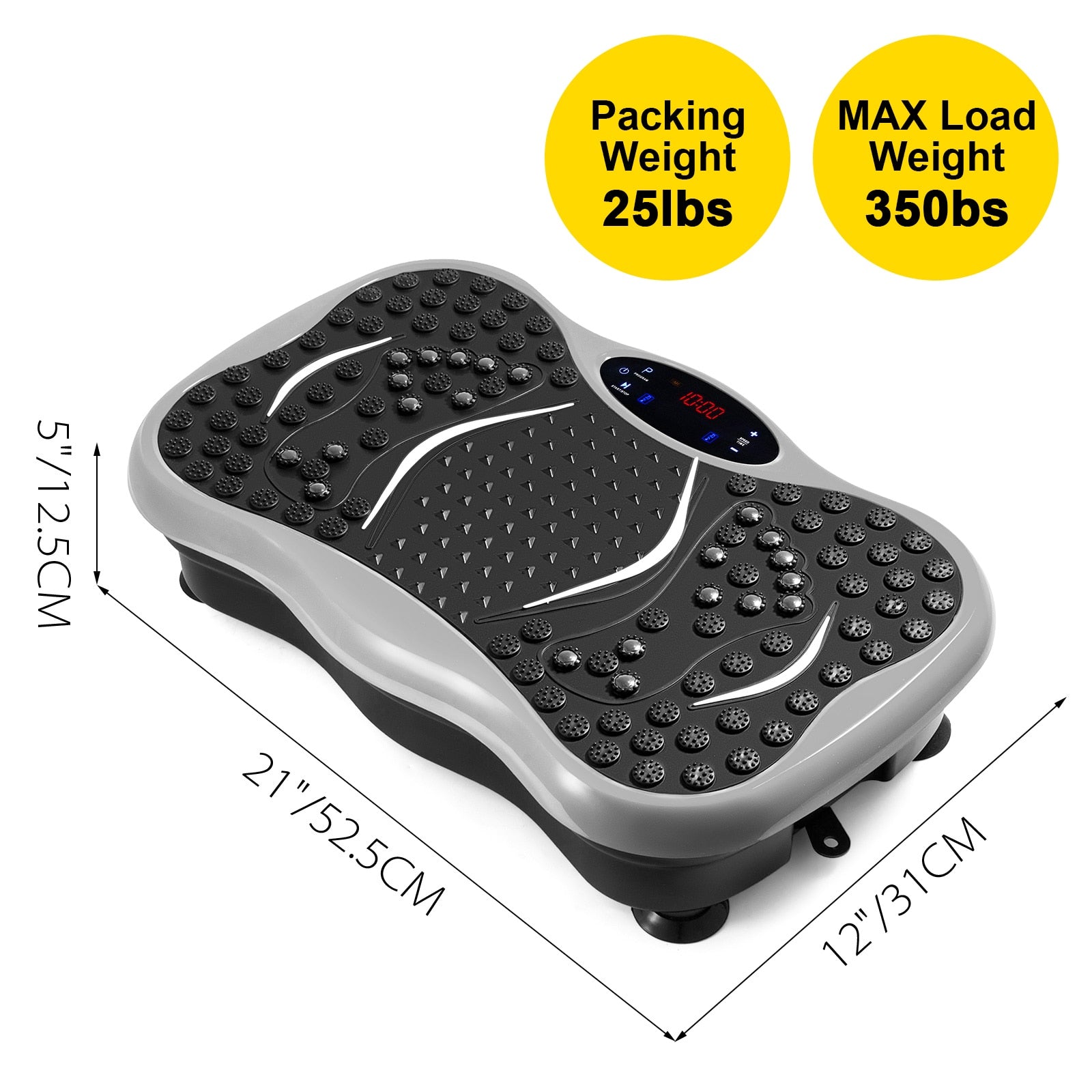 Fitness Vibration Plate in Grey with Measurments