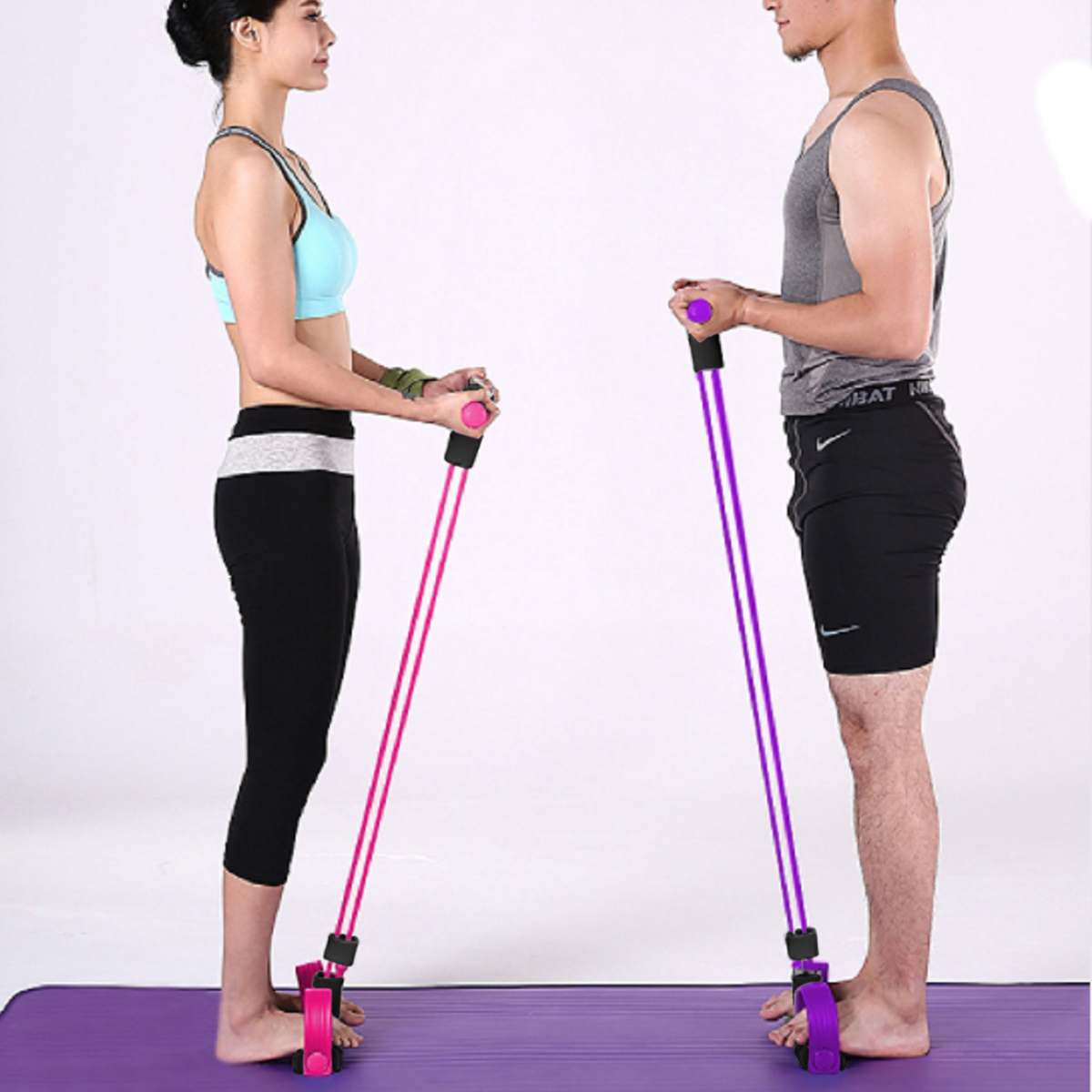 Pull Rope Resistance Band in Use with Couple - Thefitnesshut.com