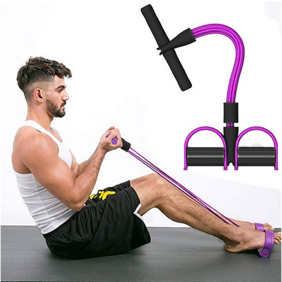 Pull Rope Resistance Band in Use Seated - Thefitnesshut.com