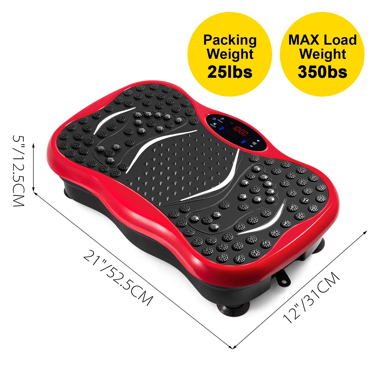 Fitness Vibration Plate in Red with Measurements