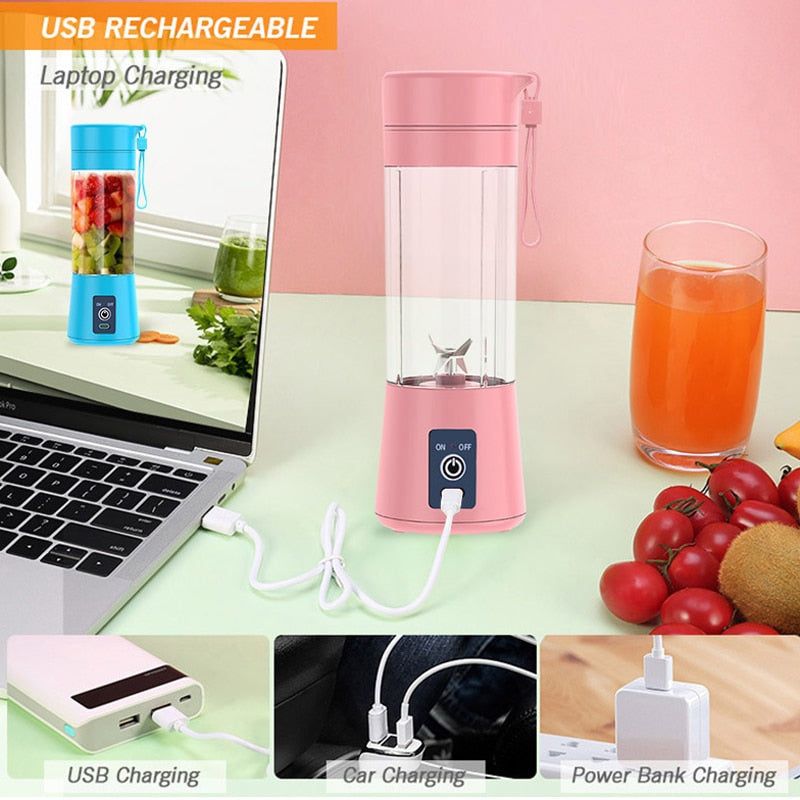 USB Rechargeable Portable Blender Multiple Charging Options USB Rechargeable Portable Blender, Blend On-the-Go - Thefitnesshut.com